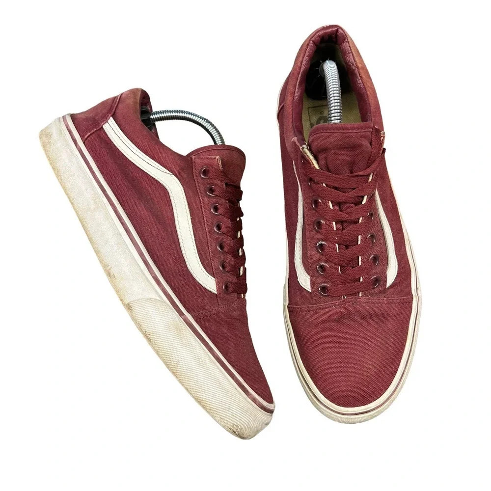 VANS Old Skool Burgundy Canvas Unisex Lace-Up‎ Sneakers Men's 6/Women's 7.5